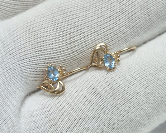 Kinder Ohrringe mit Swiss Blue Topas Rotgold 585 Art. Nr. 727586