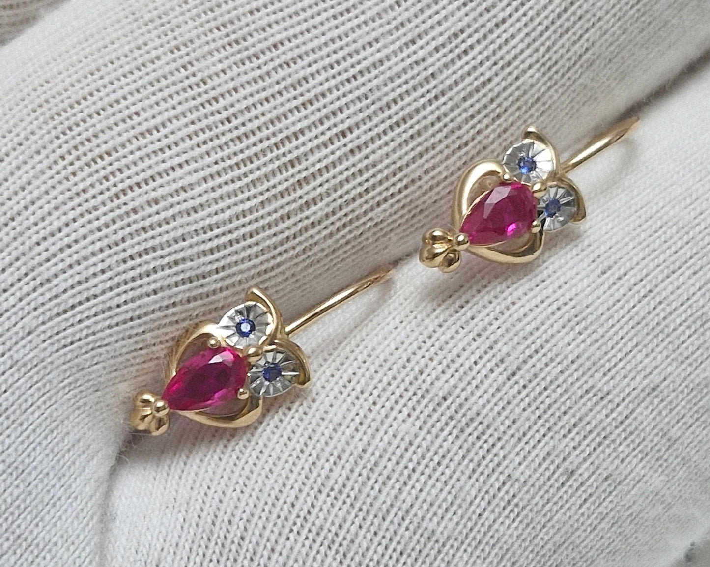 Kinder Ohrringe mit Zirkonia Russisches Rotgold 585 Art. Nr. T142028430-01