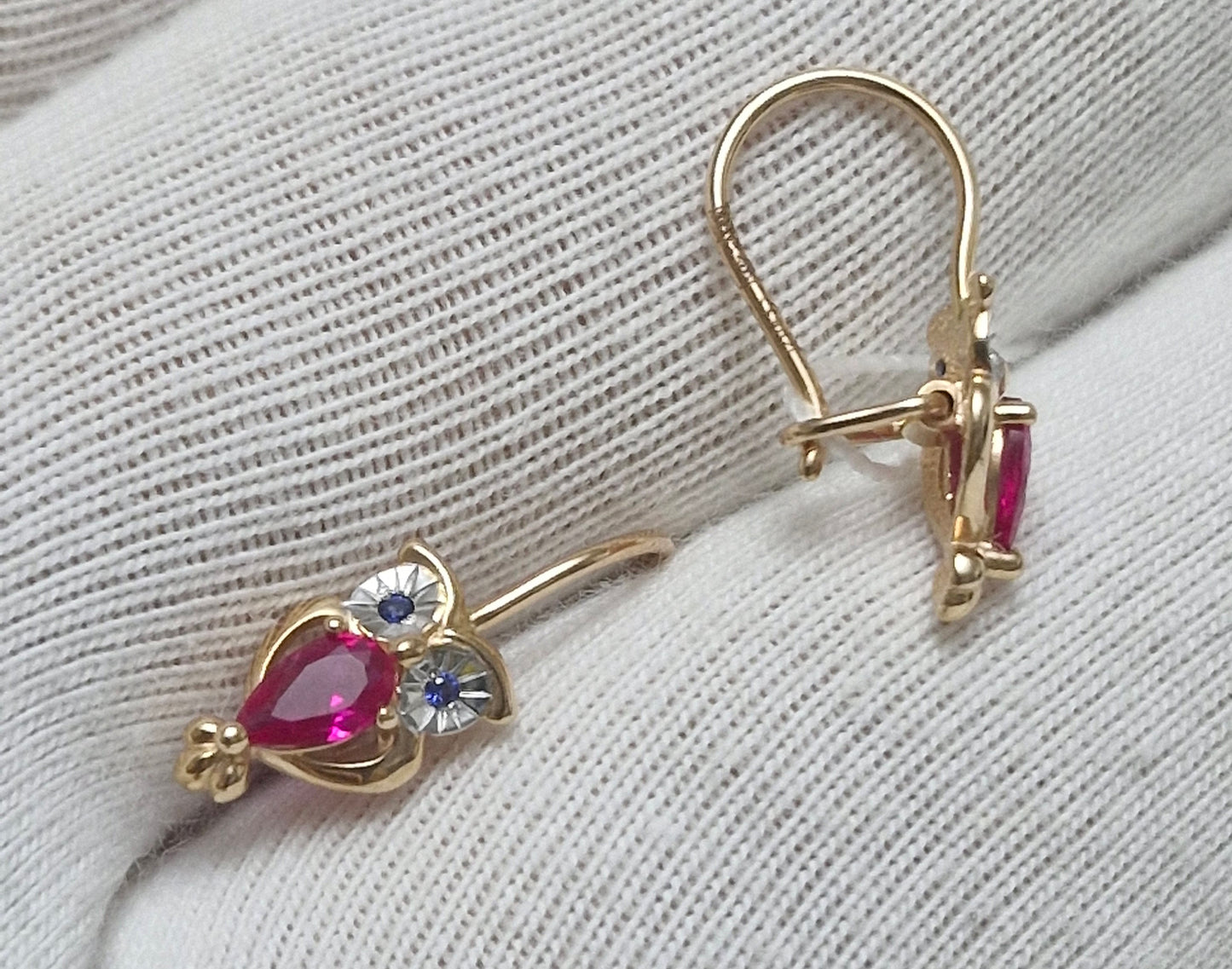 Kinder Ohrringe mit Zirkonia Russisches Rotgold 585 Art. Nr. T142028430-01