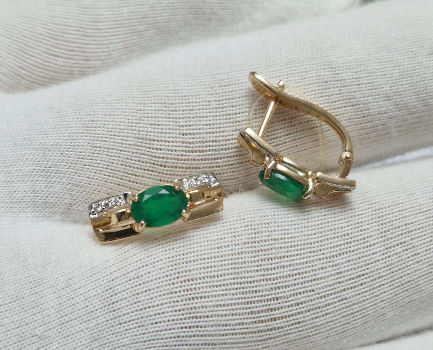 Ohrringe mit Achat und Zirkonia Rotgold 585 Art. Nr. 725629