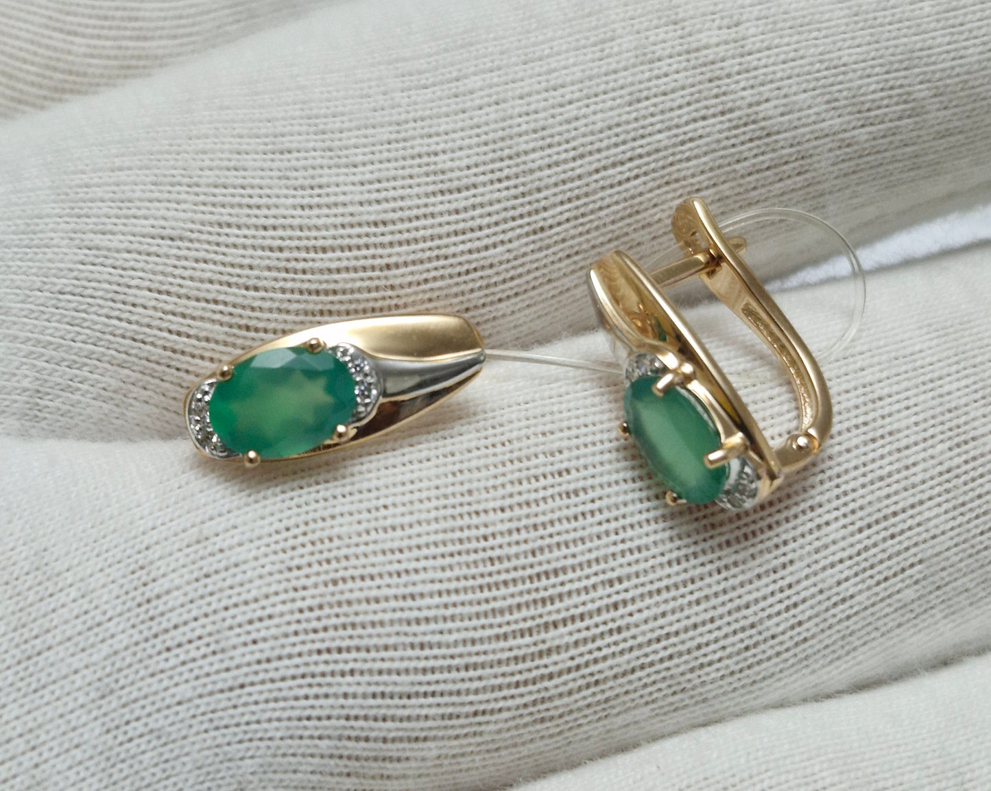 Ohrringe mit Achat und Zirkonia Rotgold 585 Art. Nr. 726006