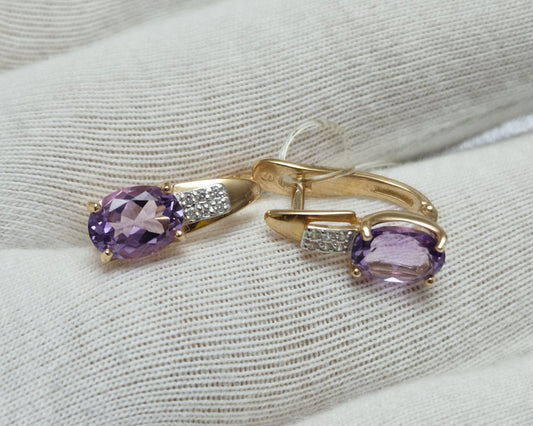 Ohrringe mit Amethyst und Zirkonia Rotgold 585 Art. Nr. 725388