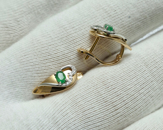 Ohrringe mit natürlicher Smaragd und Brillanten Rotgold 585Art. Nr. 3020400