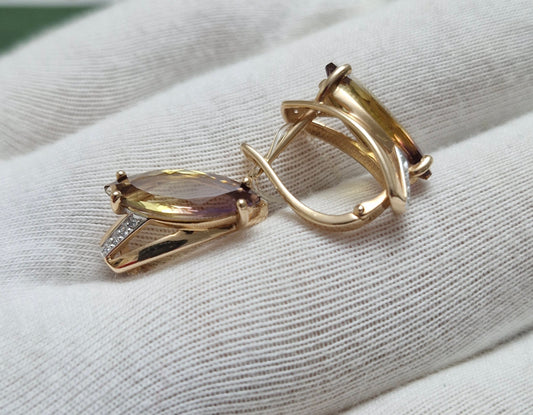 Ohrringe mit Ametrn HTS und Zirkonia Rotgold 585 Art. Nr. 727003