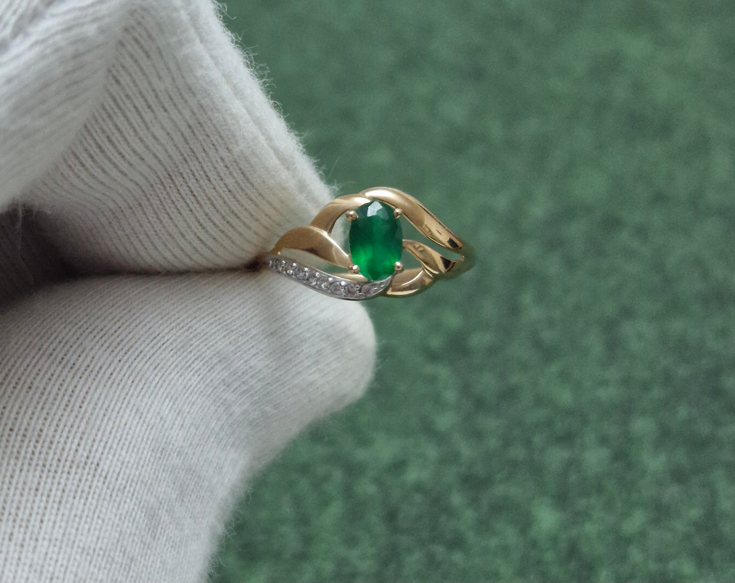 Ring mit Achat und Zirkonia Russisches Rotgold 585 Art. Nr. 714649