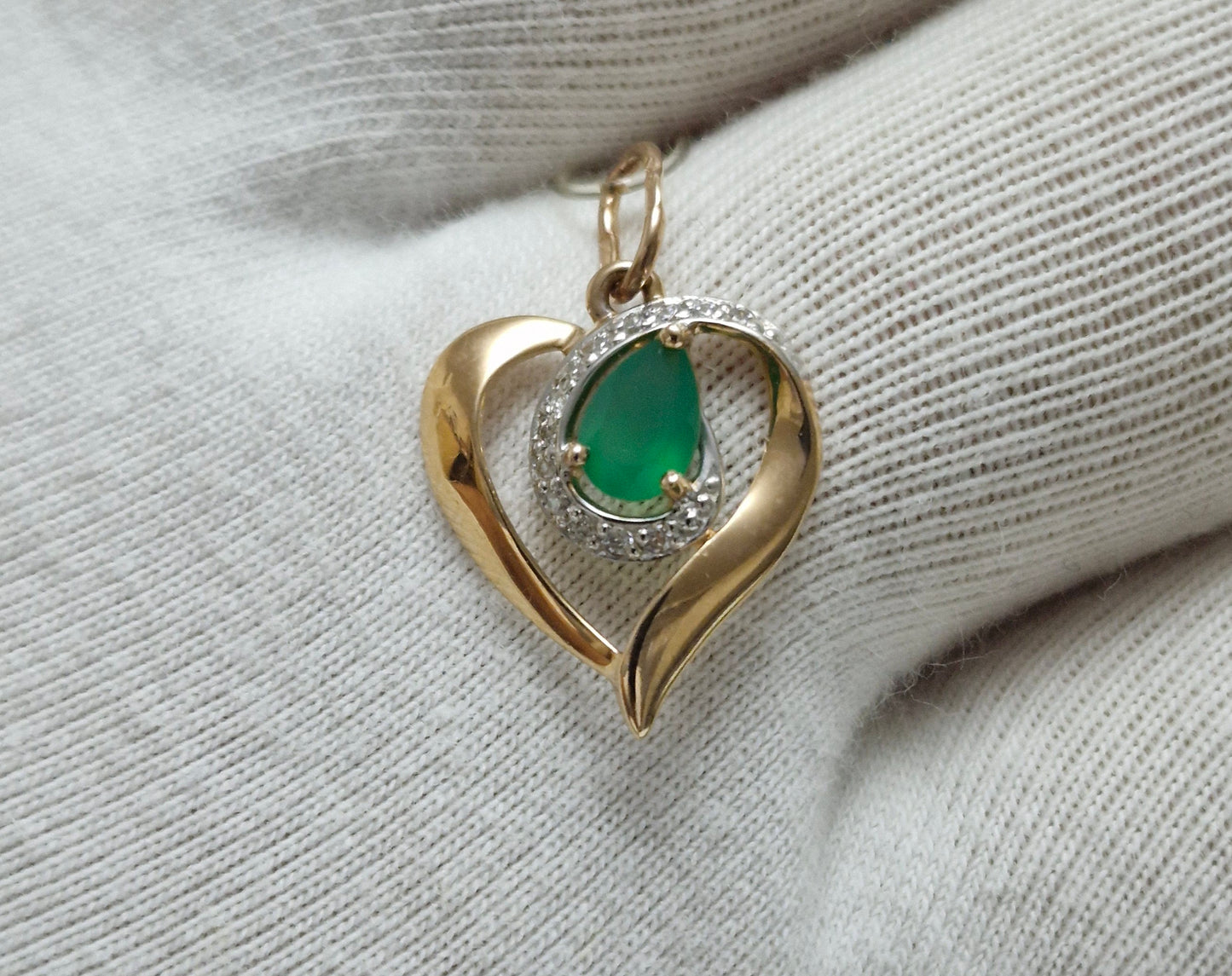 Anhänger mit Achat und Zirkonia Russisches Rotgold 585 Art. Nr. 731486