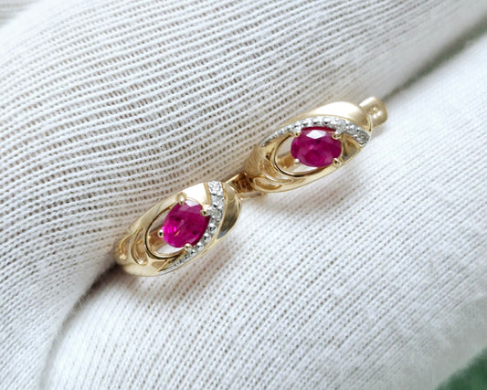 Ohrringe mit Rubin 3/3 und Brillanten Rotgold 585 Art. Nr. 4020355