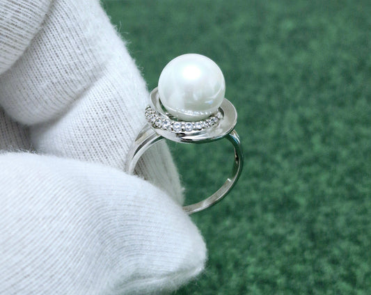 Silberring mit Perle synt. 10 mm und Zirkonia Art. Nr. 94012923