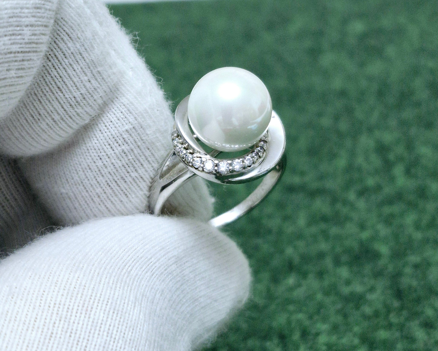 Silberring mit Perle synt. 10 mm und Zirkonia Art. Nr. 94012923