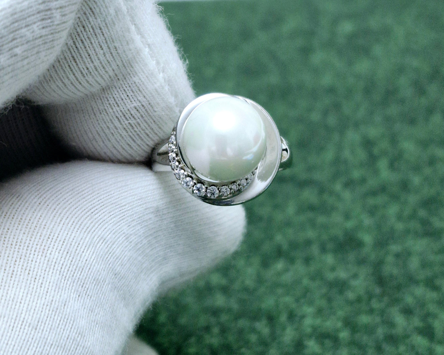 Silberring mit Perle synt. 10 mm und Zirkonia Art. Nr. 94012923