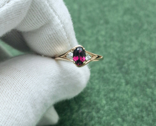 Ring mit Rhodolit und Brillanten Rotgold 585 Art. Nr. 0752GR