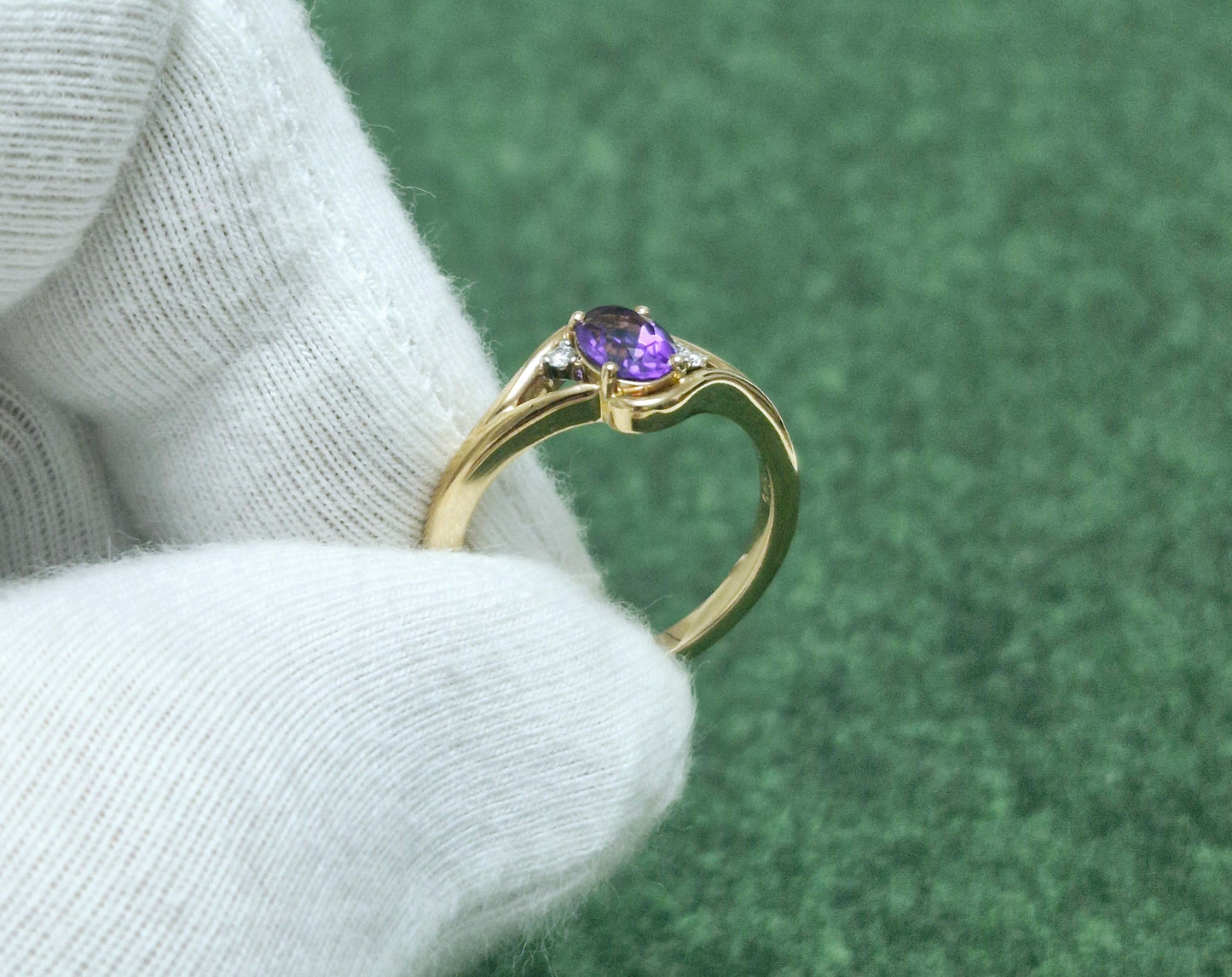 Ring mit Amethyst und Brillanten Russisches Rotgold 585 Art. Nr. 0752A