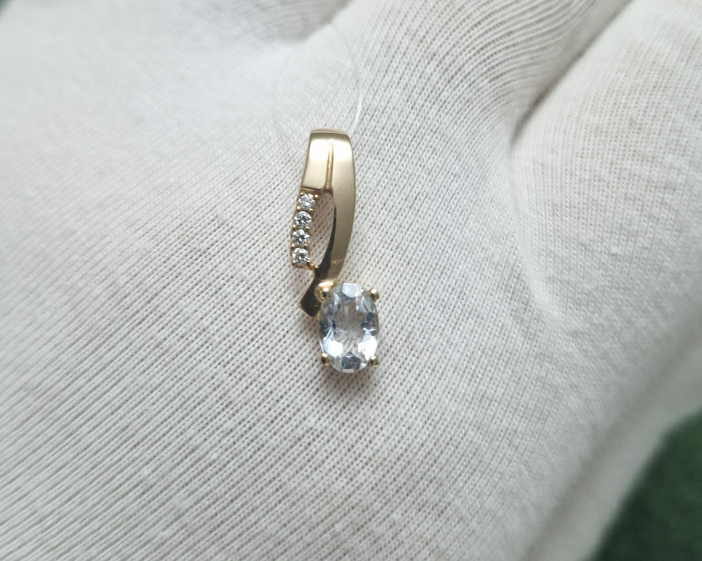 Anhänger mit Aquamarin und Brillanten Russisches Rotgold 585 Art. Nr. 75006AQ