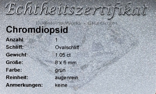 Edelstein Chromdiopsid 8 x 6 mm 1.05 Ct