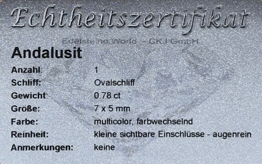 Edelstein: Andalusit 7 x 5 mm 0.78 Ct