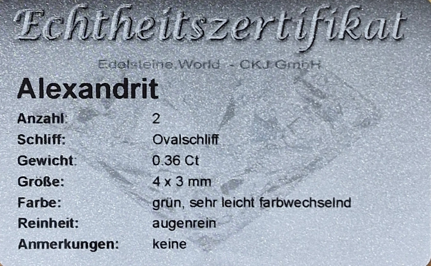 Edelstein Alexandrit 4 x 3 mm 0,36 Ct