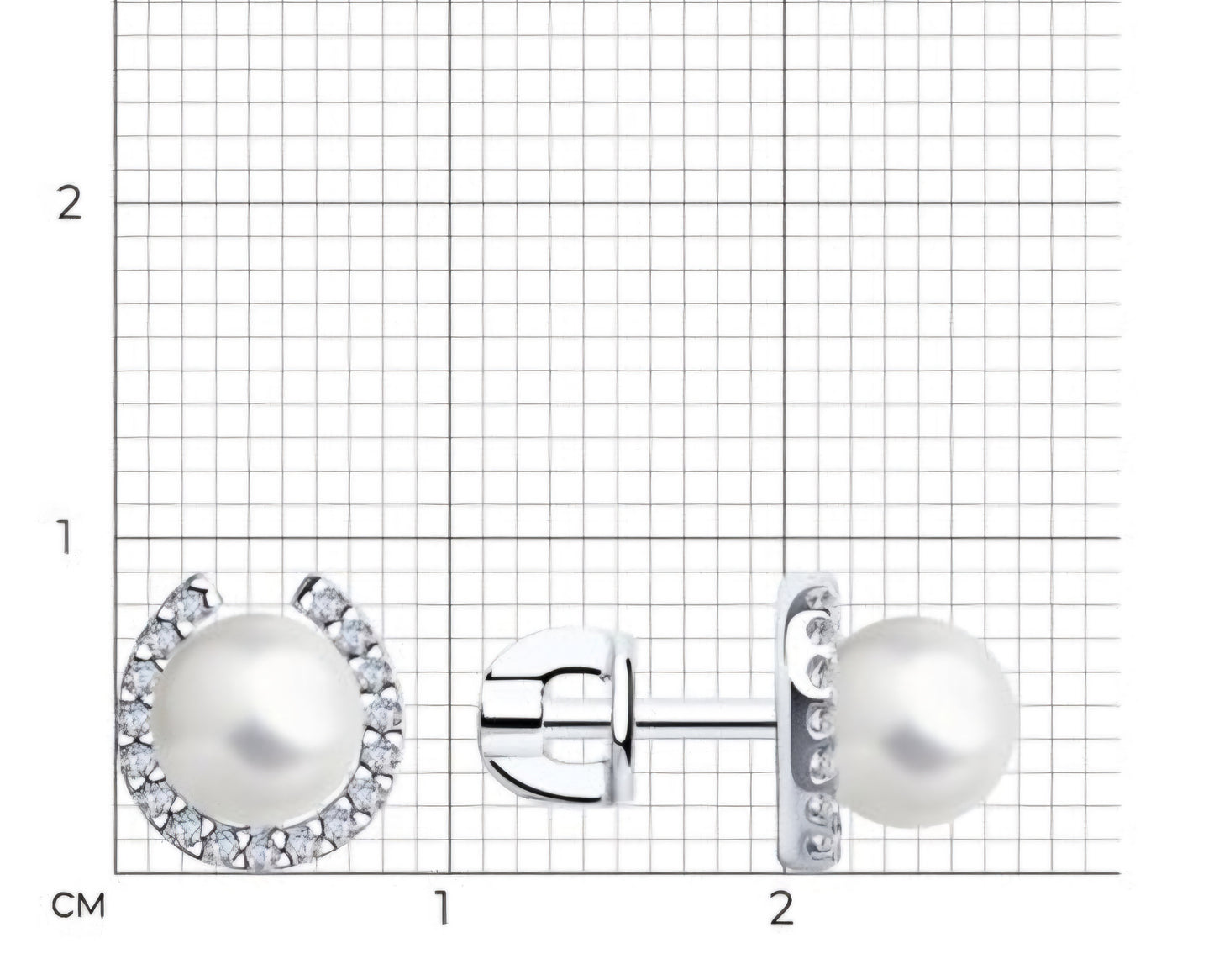 Silber Ohrstecker mit Perle gepresste und Zirkonia Art. Nr. 94021962