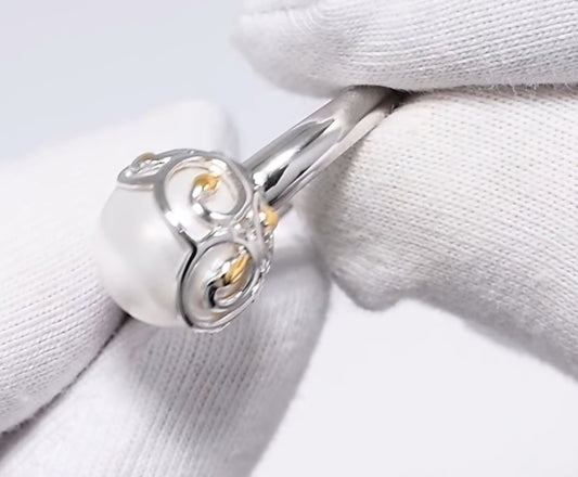 Silber Ring mit Perle gepresste Art. Nr. 94012451