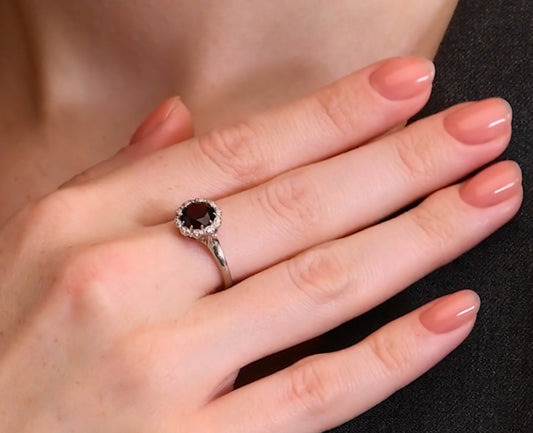 Silber Ring mit Granat und Zirkonia Art. Nr. 92011638