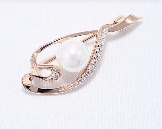 Silber Brosche mit Perle synt. vergoldet Art. Nr. 93040006