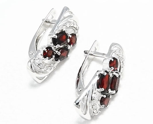 Silber Ohrringe mit Granat und Zirkonia Art. Nr. 92021362