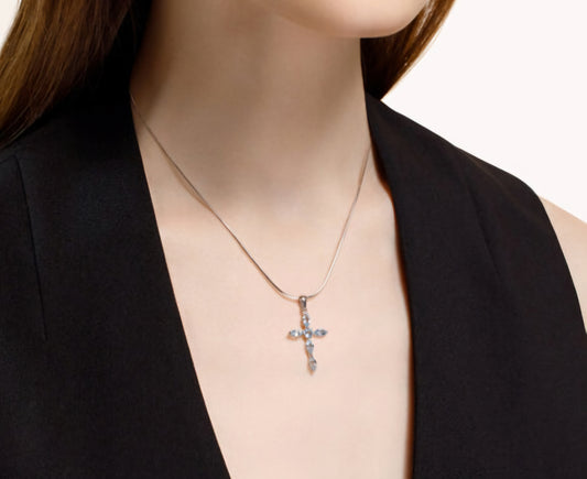 Silber Kreuz mit Sky Blue Topas Art. Nr. 92030508