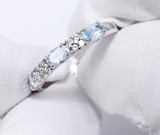 Silber Ring mit Sky Blue Topas und Zirkonia Art. Nr. 92011280