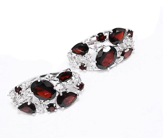 Silber Ohrringe mit Granat und Zirkonia Art. Nr. 92020172