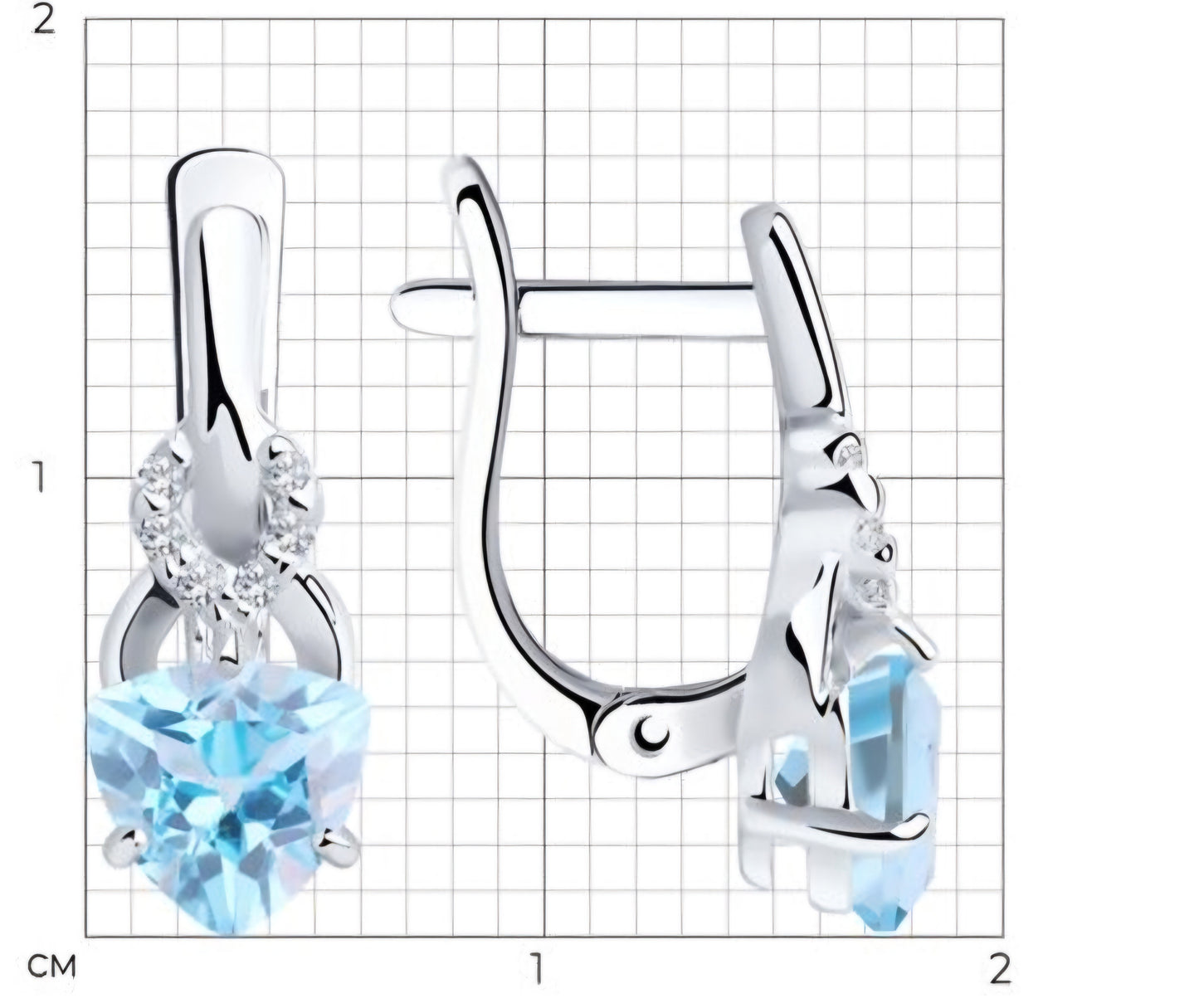 Silber Ohrringe mit Sky Blue und Zirkonia Topas Art. Nr. 92021177