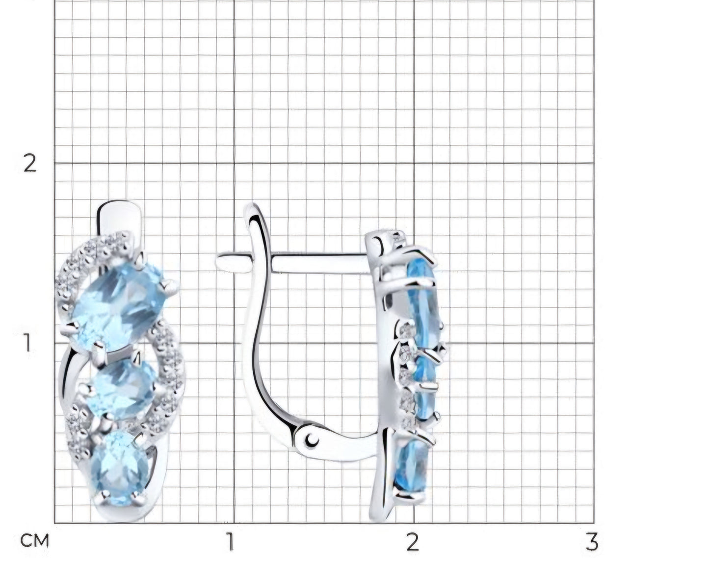 Silber Ohrringe mit Sky Blue Topas und Zirkonia Art. Nr. 92021139