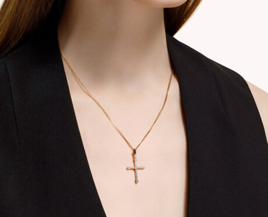 Silber Kreuz mit Zirkonia vergoldet Art. Nr. 93030281