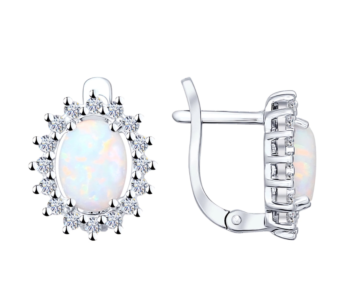 Silber Ohrringe mit Opal synt. und Zirkonia Art. Nr. 94021891
