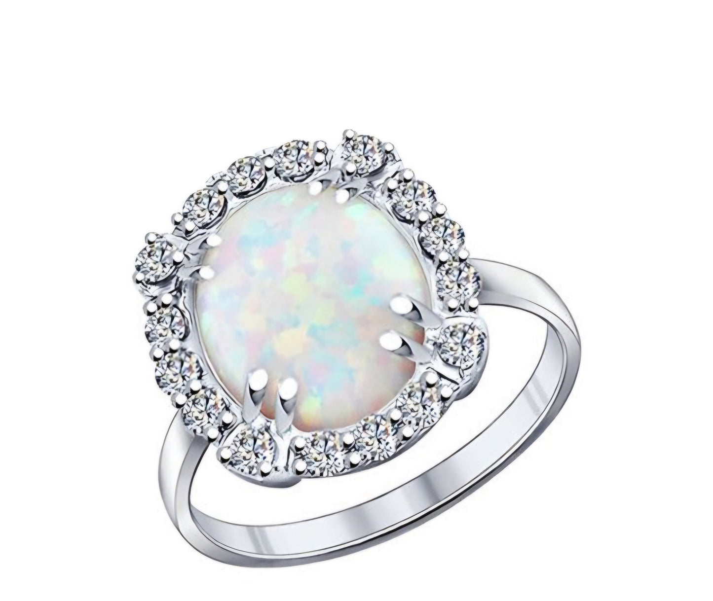 Silber Ring mit Opal HTS synt. und Zirkonia Art. Nr. 94011836