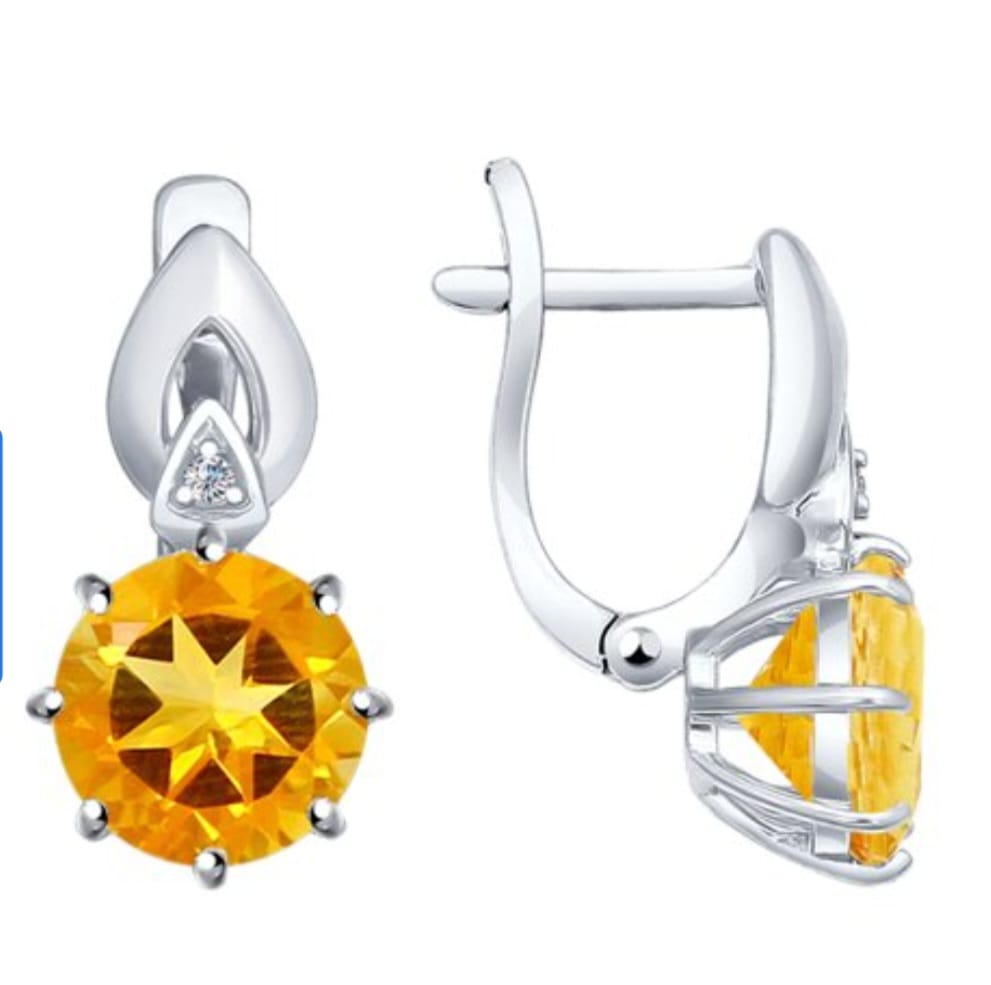 Silber Ohrringe mit Citrin und Zirkonia Art.Nr.92021221