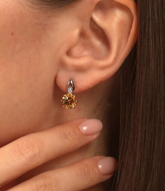 Silber Ohrringe mit Citrin und Zirkonia Art.Nr.92021221