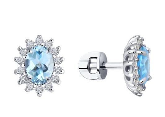 Silber Ohrstecker mit Sky Blue Topas und Zirkonia Art.Nr.92021168