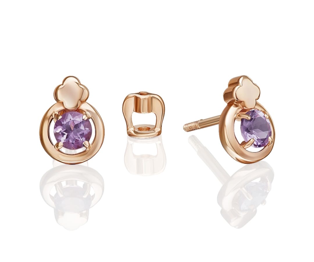 Ohrstecker Rotgold mit Amethyst Art.Nr.02-5405-00-203-1110