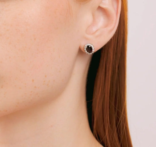Silber Ohrstecker mit Granat und Zirkonia Art.Nr.92021170