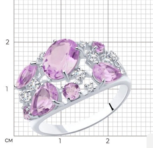 Silber Ring mit Amethyst und Zirkonia Art.Nr.92010221