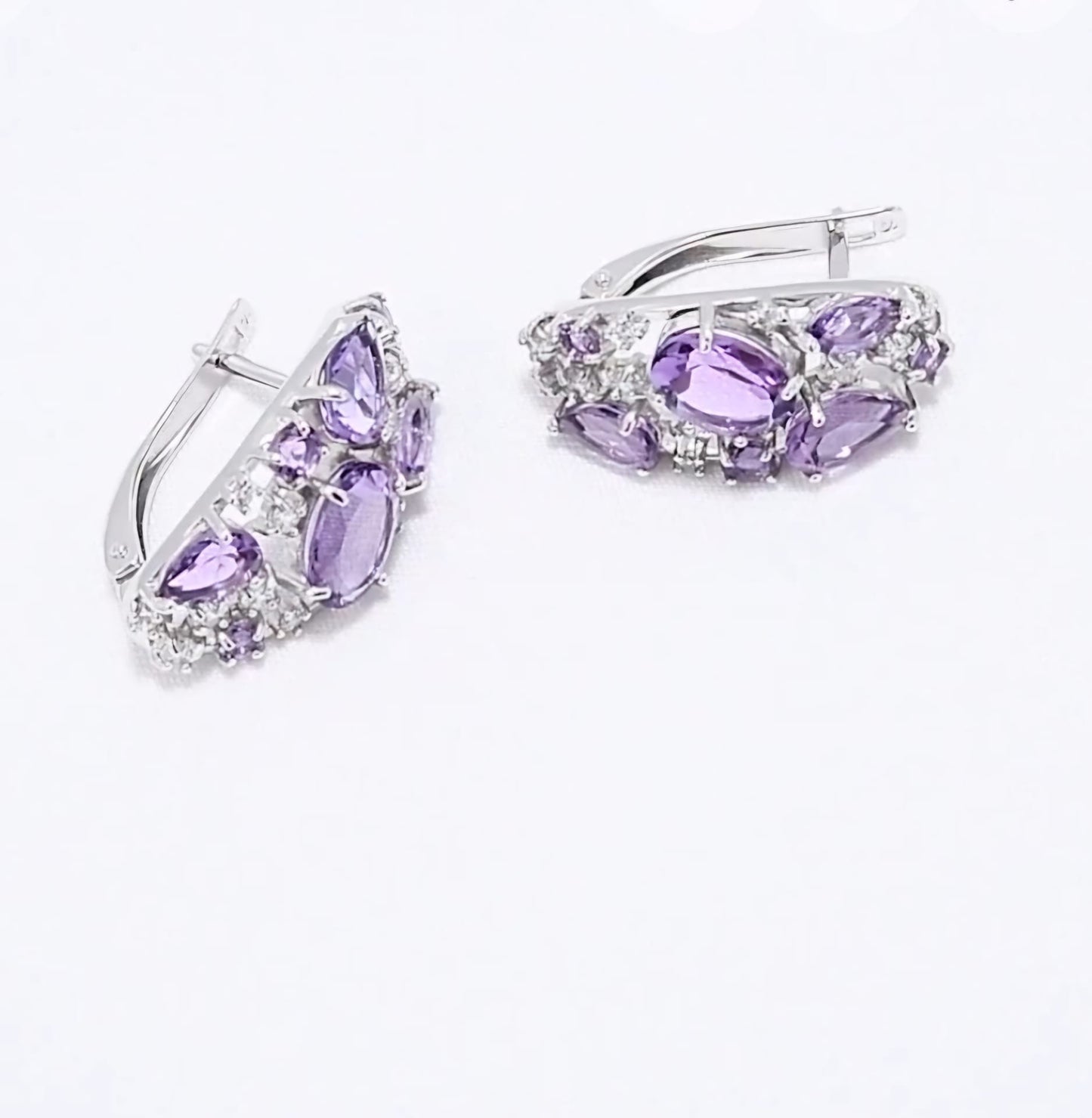 Silber Ohrringe mit Amethyst und Zirkonia Art.Nr.92020173