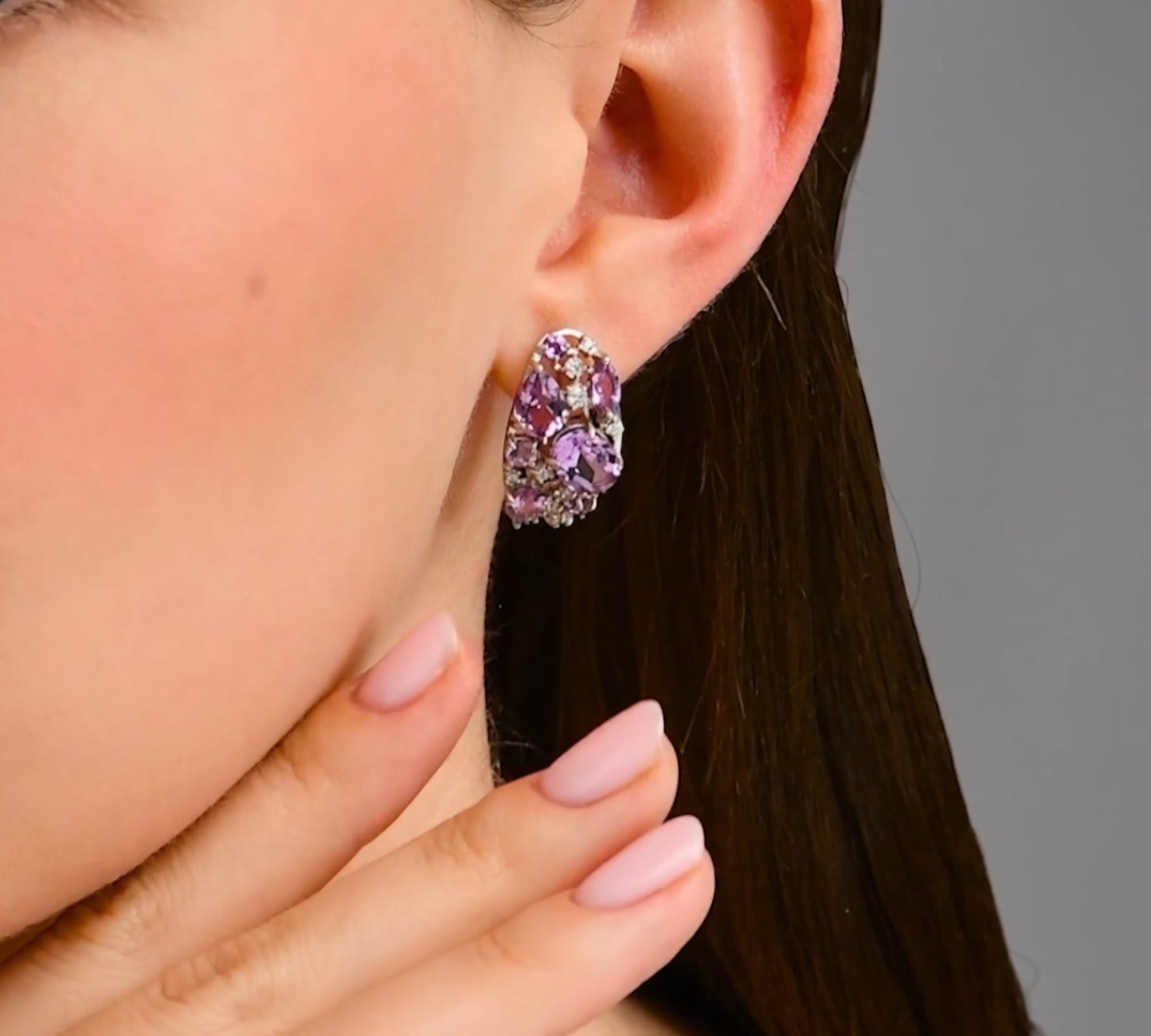 Silber Ohrringe mit Amethyst und Zirkonia Art.Nr.92020173