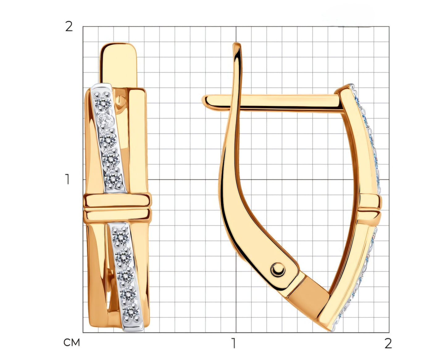 Ohrringe mit Zirkonia Russisches Rotgold 585 Art. Nr. 029245