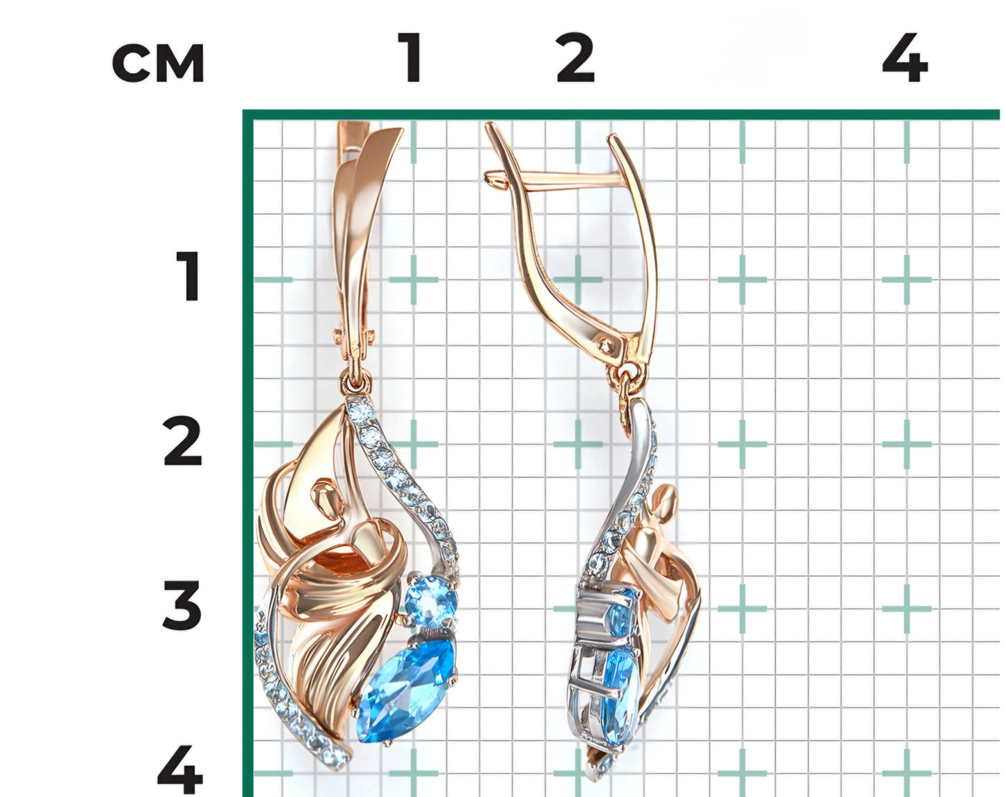 Ohrringe mit Swiss Blue Topas Russisches Rotgold 585 Art. Nr. 02-5166-00-201-1111 P