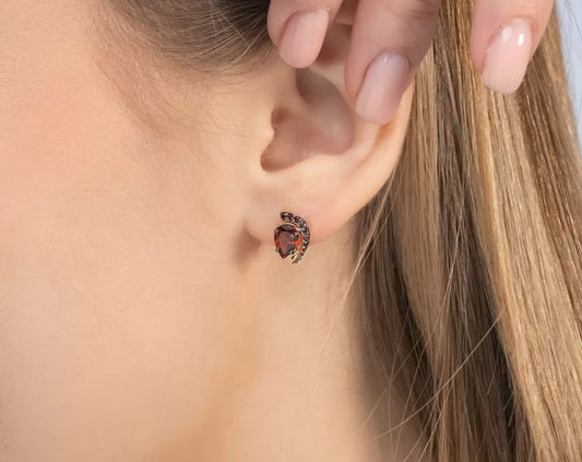 Ohrstecker mit Granat und Zirkonia Rotgold 585 Art. Nr. 02-5180-00-204-1110 P