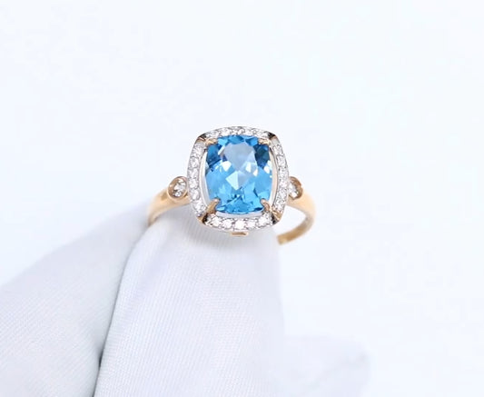 Ring mit Topas und Zirkonia Rotgold 585 Art. Nr. 714983