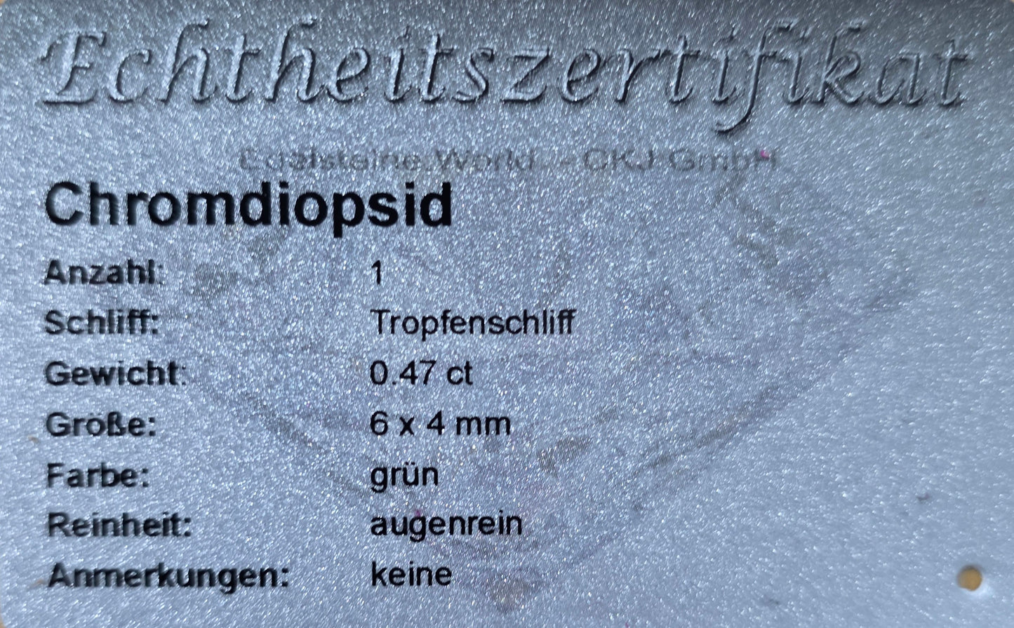 Chromdiopsid 6 x 4 mm 0,47 Ct