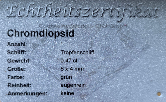 Chromdiopsid 6 x 4 mm 0,47 Ct