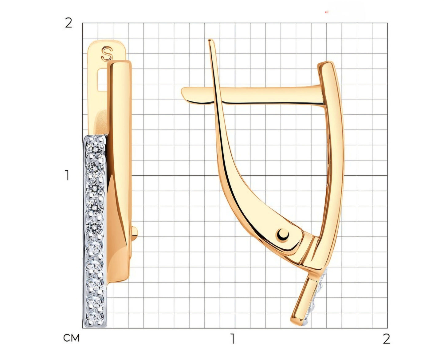 Ohrringe mit Zirkonia Russisches Rotgold 585 Art. Nr. 027156