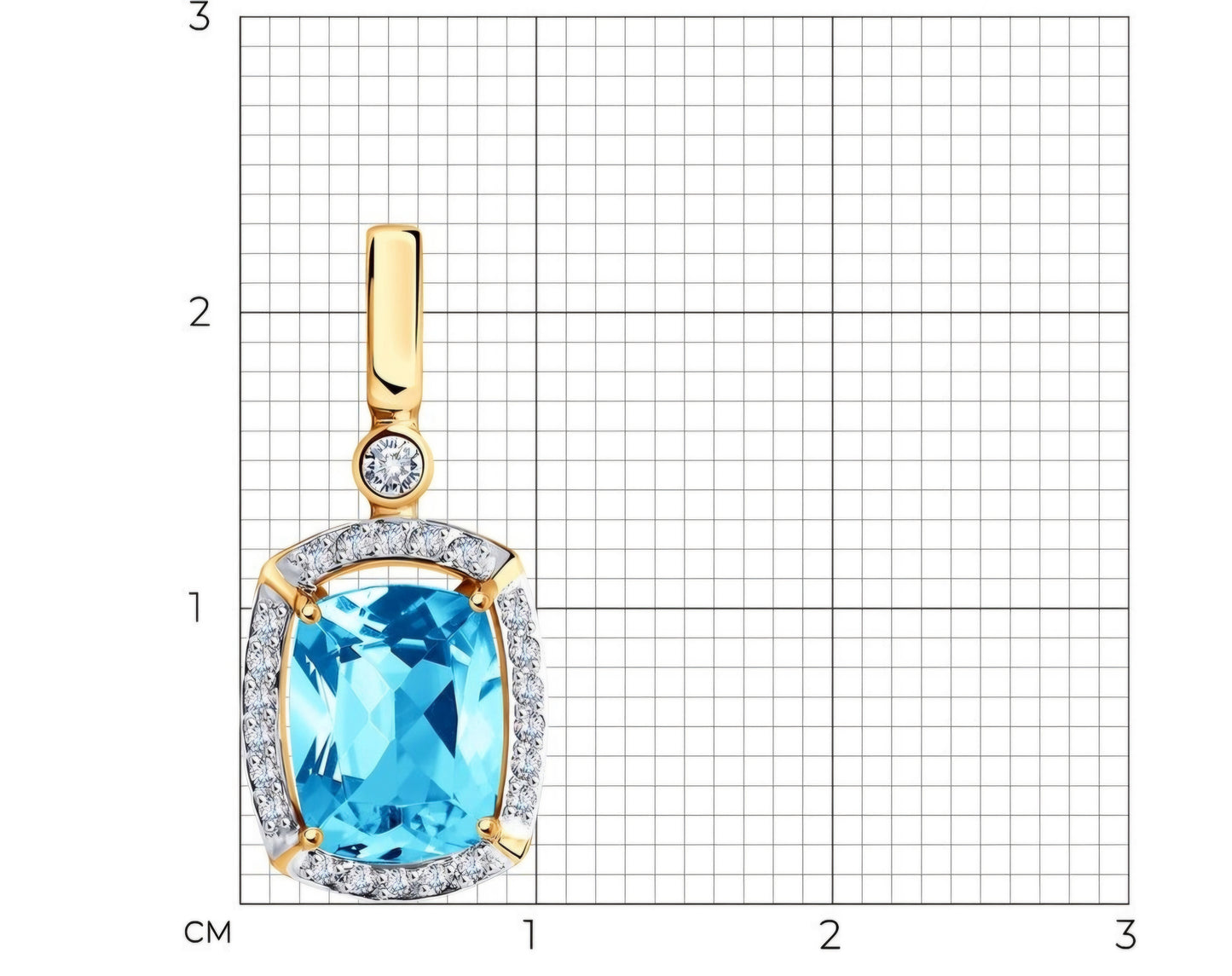 Anhänger mit Swiss Blue Topas und Zirkonia Russisches Rotgold 585 Art. Nr.731644