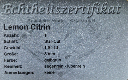 Lemon Citrin 8 mm 1.84 Ct